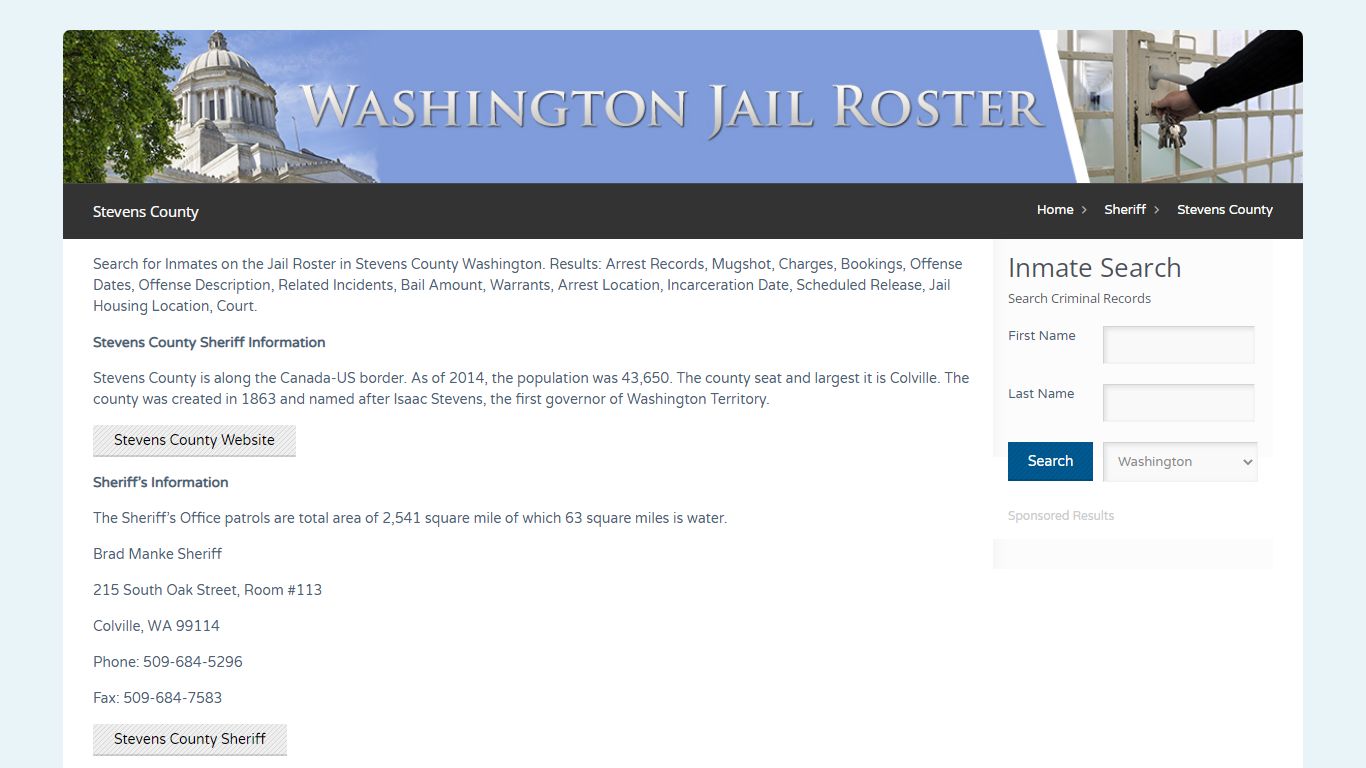 Stevens County | Jail Roster Search